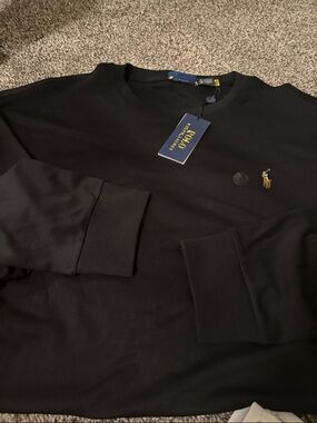 Polo by Ralph Lauren Black Crewneck Sweatshirt with Embroidered Pony